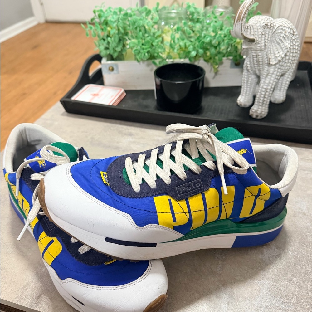 Polo by Ralph Laurent Sport Blue and Yellow Sneakers 11.5
